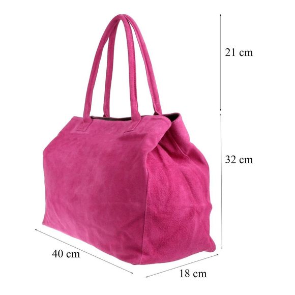 Expandable Italian Suede Leather Shoulder Bag Nude :o) - Picture 5 of 6